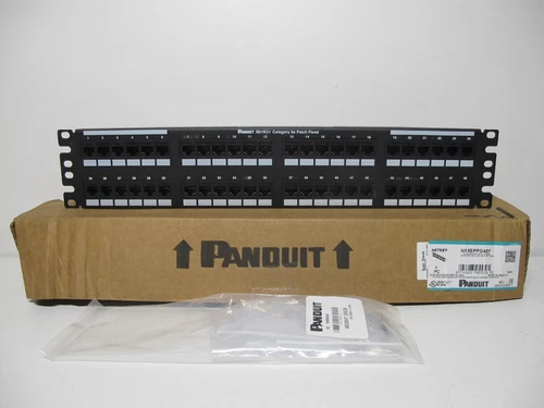 New Panduit NK5EPPG48Y NetKey Category 5e Punchdown Patch Panel 48 Port 2RU Net