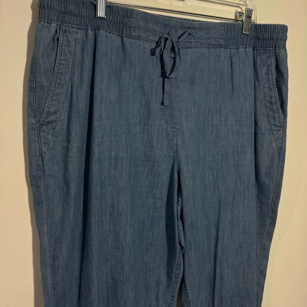 Talbots Drawstring Pull On Cuffed Pants Chambray … - image 2