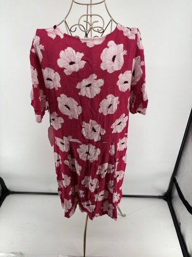 LEITH Size XL Tropical Pink And white floral dress NWT Short Sleeve Surplice - Picture 9 of 11