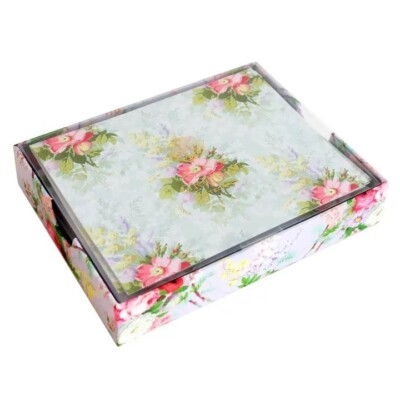 Anna Griffin Lillian Green Floral Folded Note Cards & Envelope Set - Brand New