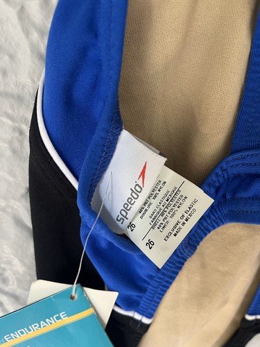Speedo Swimsuit Sz 26 One Piece Endurance Blue Black Swimwear Razorback Racing - Picture 5 of 7