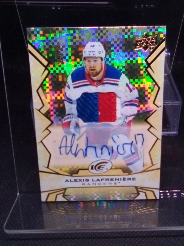 #92 Alexis Lafreniere Patch Auto Upper Deck Ice 2022-23 Gold 24/25 NY Rangers - Image 3 of 4