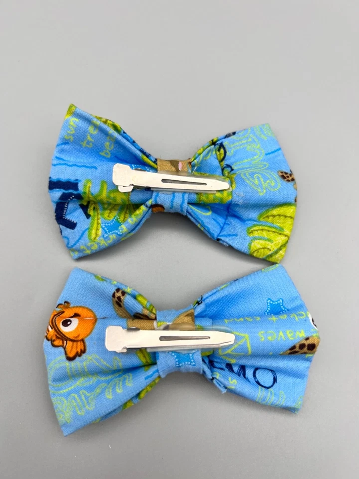 Lote de 2 moños caseros Finding Nemo 4" para niñas/pajaritas para niños - Nemo, chorro Foto 3 de 4