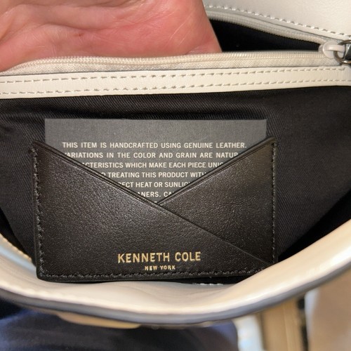 KENNETH COLE NEW YORK - Leather - New with Tags - Beige Fold Over Crossbody Bag - Picture 18 of 24