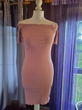 Shein Ribbed Bandeau Dress Size S Pink