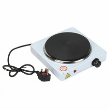 Single Hot Plate White Cooking Hob Cooker Electric Hotplate Camping & Caravan