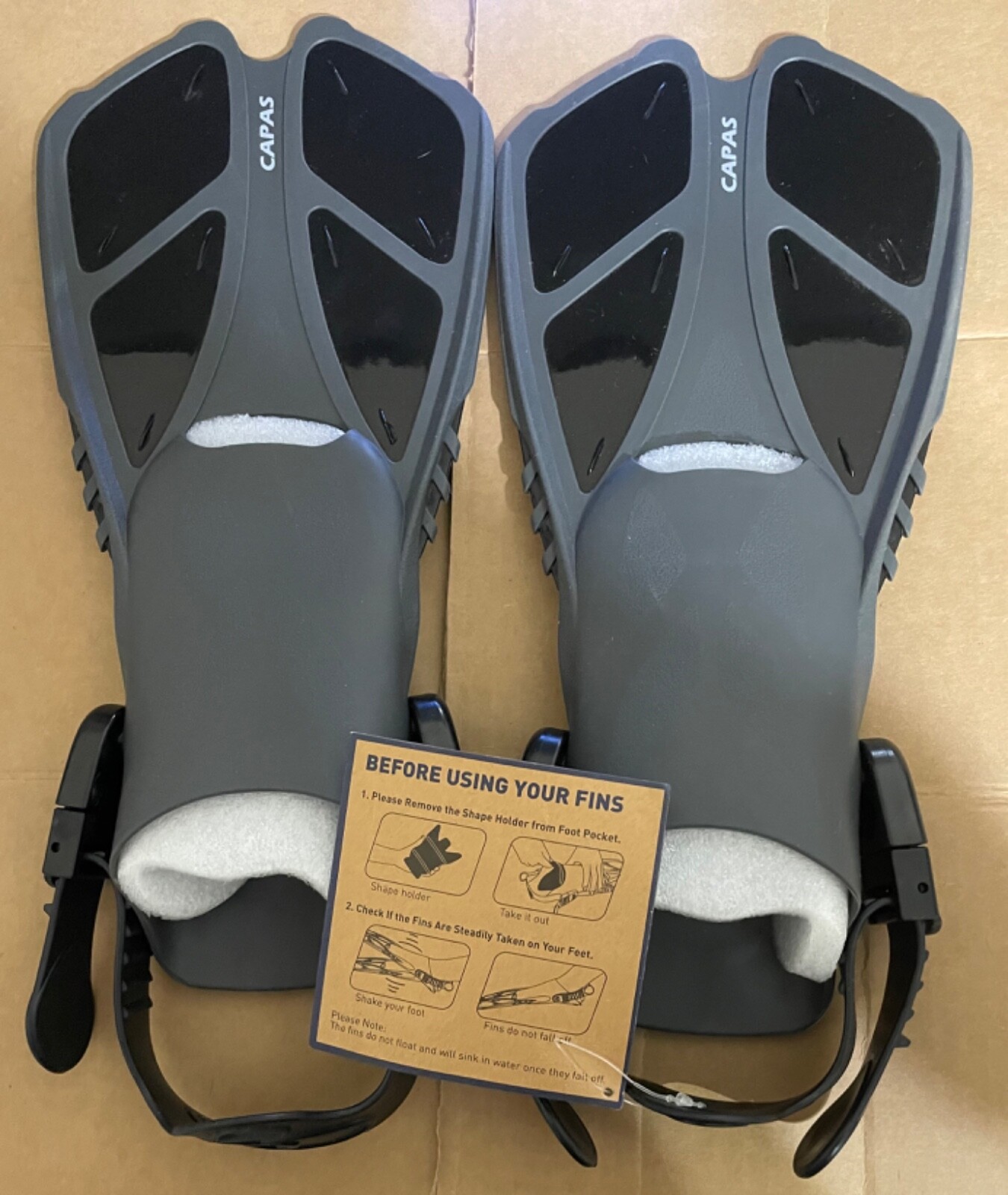 CAPAS Snorkel Fins, Swim Fins Adjustable Size Sm/ Med Jr US Size 913