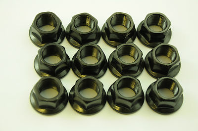GROSSHANDEL RESTPOSTEN 12 BMX FREESTYLE 14mm RADMUTTERN 6 PAAR FLANSCHMUTTERN SCHWARZ 