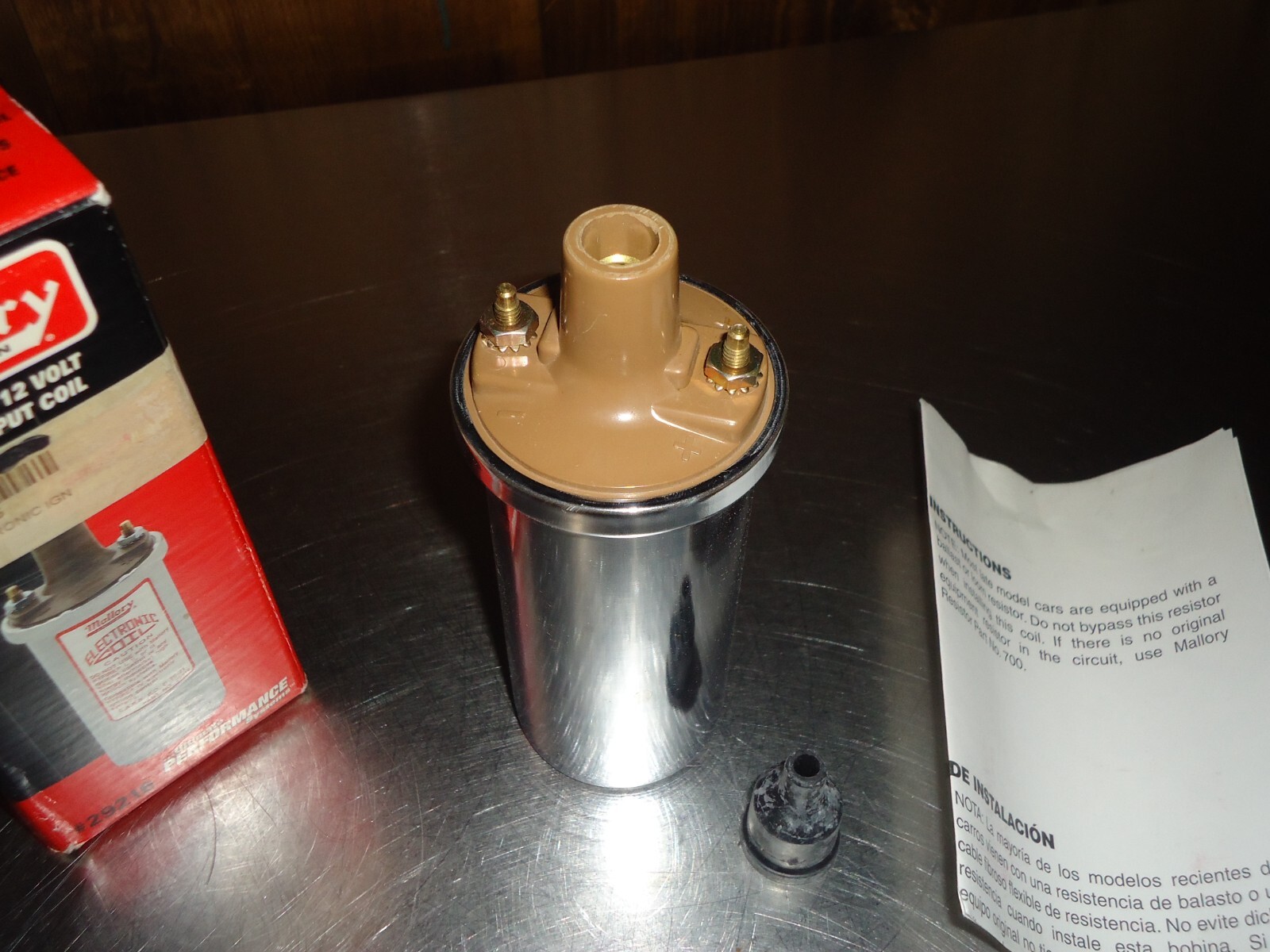 New NOS Mallory 12Volt Chrome High Output Ignition Coil 29216 Racing