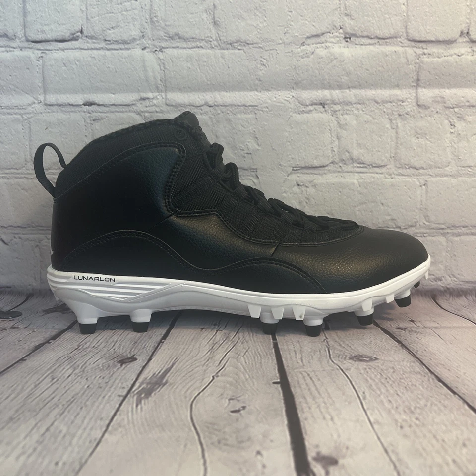Nike Air Jordan 10 TD Mid Black White Football Cleats CQ2073-001 Men’s Size 11 - Image 2 of 4