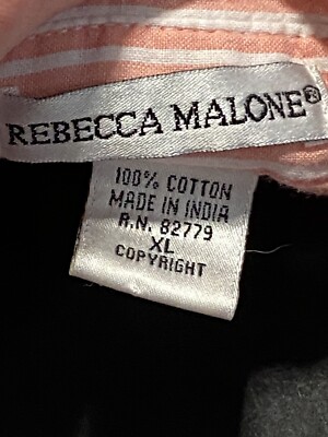 Rebecca Malone Women Blouse XL 3/4 Sleeve Button Collared Orange