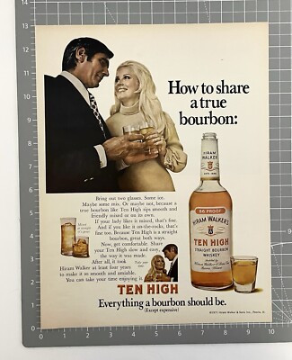 Vintage Hiram Walker Ten High Bourbon Whiskey 1971 Print Ad Original 70 s Ad