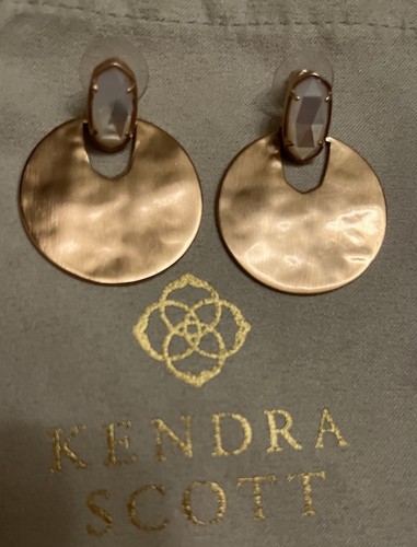 Kendra Scott Deena Drop Earrings Rose Gold Tone White Stones & Dust Bag