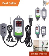 Digital Temperature Controller Outlet Thermostat 2-Stage 1100W for Reptile Br...
