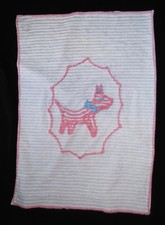 Darling Antique Baby Puppy Dog Chenille Bedspread Crib Baby Mid Century 1940-50s