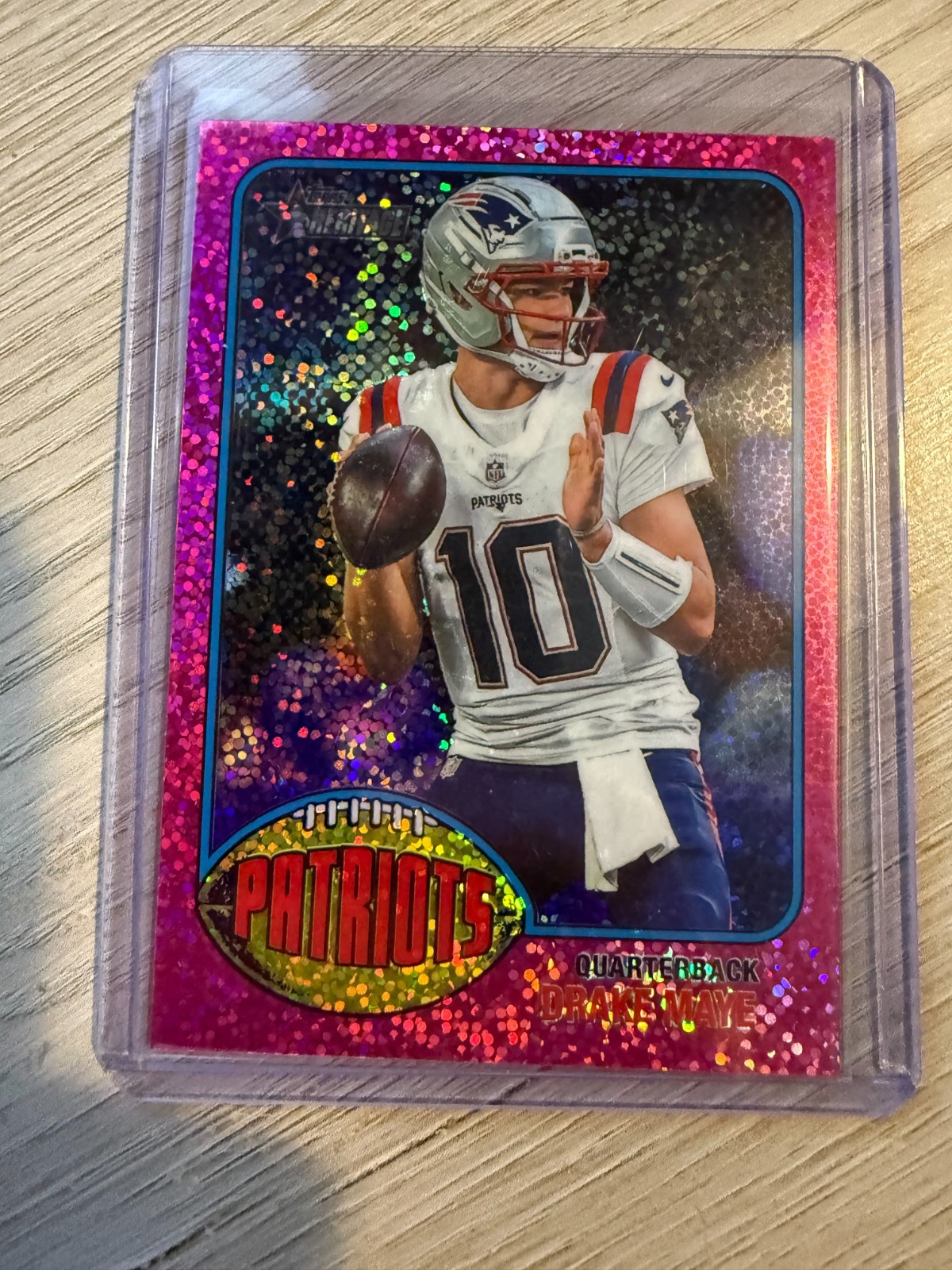 2026 Topps Heritage Drake Maye Chrome Pink Sparkle Refractor #37 Patriots
