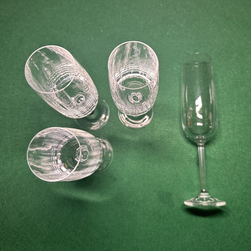 "Mikasa Stephanie" "Optic Ribbed Bowl" "Clear Crystal Champagne Flutes"