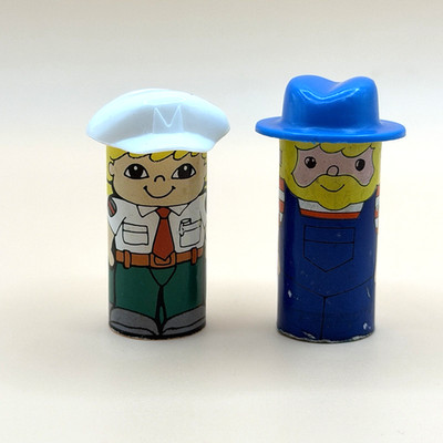 Vintage Chicco Little People Style Figures Farmer & Conductor Lot of 2 1980s