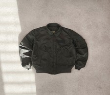 90s Alpha Industries CWU-45/P Bomber Jacket Khaki Green Vintage Army Retro L