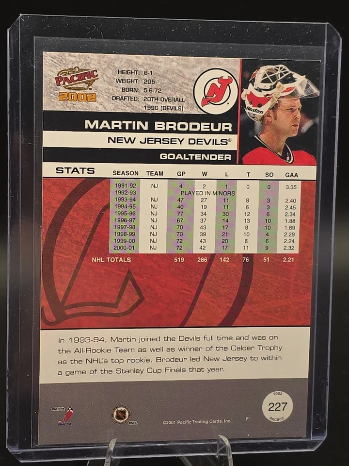 Martin Brodeur /50 2002 Pacific #227 ARENA EXCLUSIVE DEVILS - Image 3 of 3