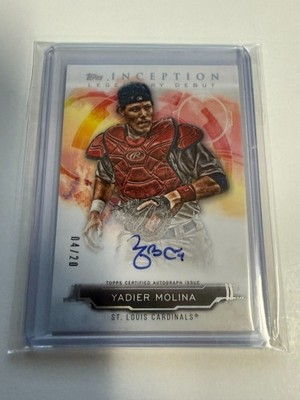 2019 Topps INCEPTION Autograph Yadier Molina 4/20 JERSEY # MATCH CARDINALS FM