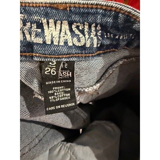 Rewash Jeans Classic Blue Vintage Reunion Distressed Hem Denim sz 3 26 1994