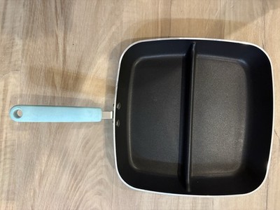 Cooks Essentials Anodized Non Stick 12  Square Divided Skillet Pan