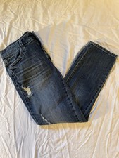Elle Skinny Boyfriend, Distressed Jeans, Size 8 Decorative Pockets Pre-Owned Z6