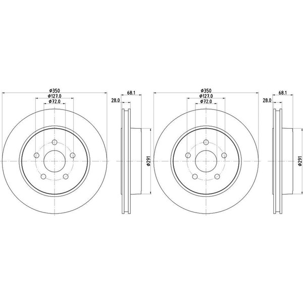 2X Hella Bremsscheiben 350Mm Hinten Passend FüR Jeep Grand 55698PRO-image