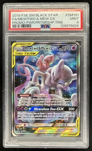 2019 Pokemon SM Black Star Promos Mewtwo & Mew #SM191 PSA 9