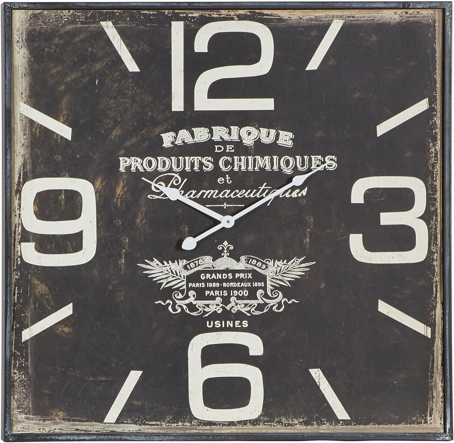 Wall Clock 23"x23", Distressed Black Finish 