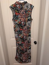Womens Ed Hardy Tattoo Collage Print Mesh Maxi Dress Size XL