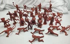 Vintage 60mm Indian Fort Apache Marx Playset Figures Red Brown Color Large Group