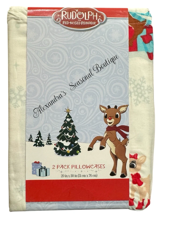 Rudolph The Red Nosed Reindeer Standard 2 Fronha Natal Algodão Novo - Imagem 2 de 4