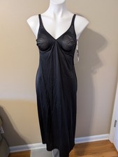 Vintage Vanity Fair Black Full Slip Size 36 32'' / 42 Style 10-706 USA Made NWT