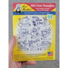 Aunt Martha's Hot Iron Transfers 4029 An Apron a Day Days of the Week Embroidery