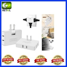 Compact 3-Way Outlet Extender Adapter - 180  Swivel Flat Plug for Home/Travel