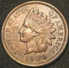 1900 Indian Head Cent - Circulated BN - BLUE TONING