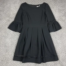 Eliza J Dress Womens 6 Black Fit & Flare Bell Sleeve Cocktail Party Elegant