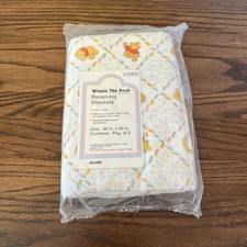 Vtg NOS Disney Winnie The Pooh Cotton Baby Receiving Blanket 30x40 Cozy Sears US
