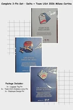 LOT of 3 Delta Air Lines Team USA 2026 Milano Cortina Olympic Pins – Bundle