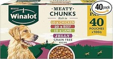 WINALOT Meaty Chunks Mixed in Jelly Wet Dog Food Pouches 40x100g 3.97 per kilo