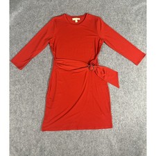 Michael Kors O-Ring Faux Wrap Dress Medium Red Gold Hardware Stretch Jersey