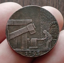 1793 WARWICKSHIRE HALH-PENNY TOKEN - IOHN WILKINSON IRON MASTER.  GOOD CONDITION