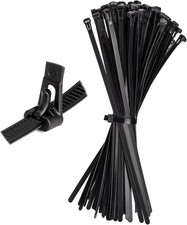 Zip Ties Reusable Wraps Cable Tie Releasable 100 Pack Heavy 8 inch, Black
