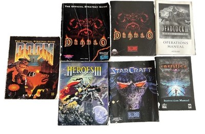 Vintage PC Game Strategy Guide & Manual Lot Doom 2 Diablo Starcarft Heroes 3