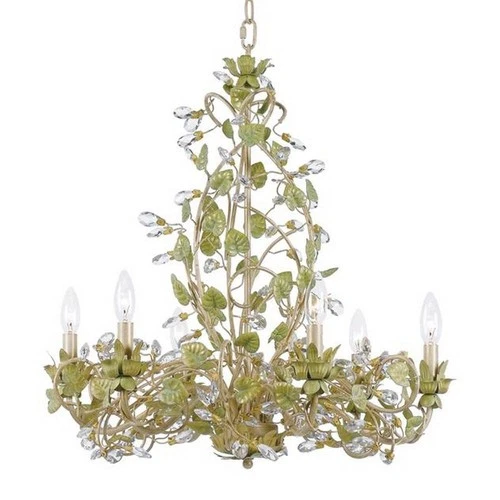 Crystorama Josie 25" Champagne Green Tea Leaf and Vine Chandelier - Picture 5 of 8
