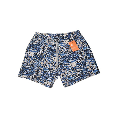 YoungLa Mens Furry Leopard Blue Black Animal Print Swim Shorts SZ