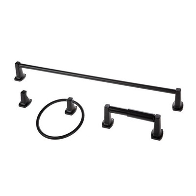 Square Style 4 Piece Wall Mount Steel Towel Holder Bath Hardware Set,Matte Black