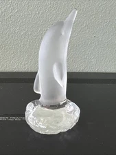 Vintage Glass Frosted Crystal Dolphin Figurine Figure; EUC 